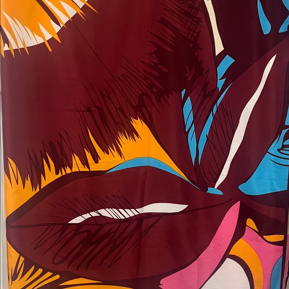 Vibrant Pop Art Lip Print Scarf - Bold Multi-Color